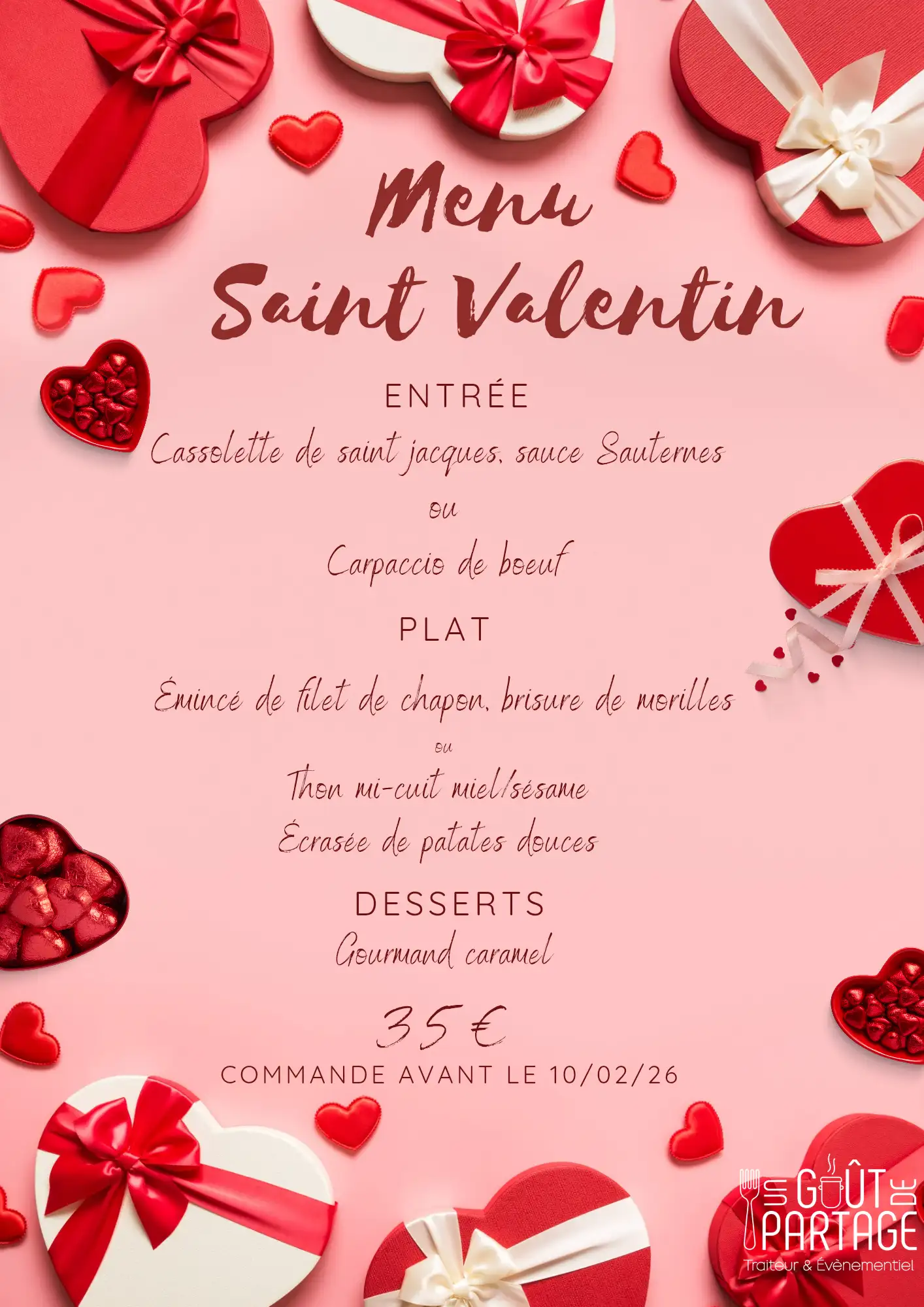 Menu saint Valentin